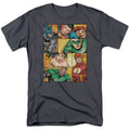 Justice League Hero Boxes Mens T Shirt Charcoal Officially Licensed