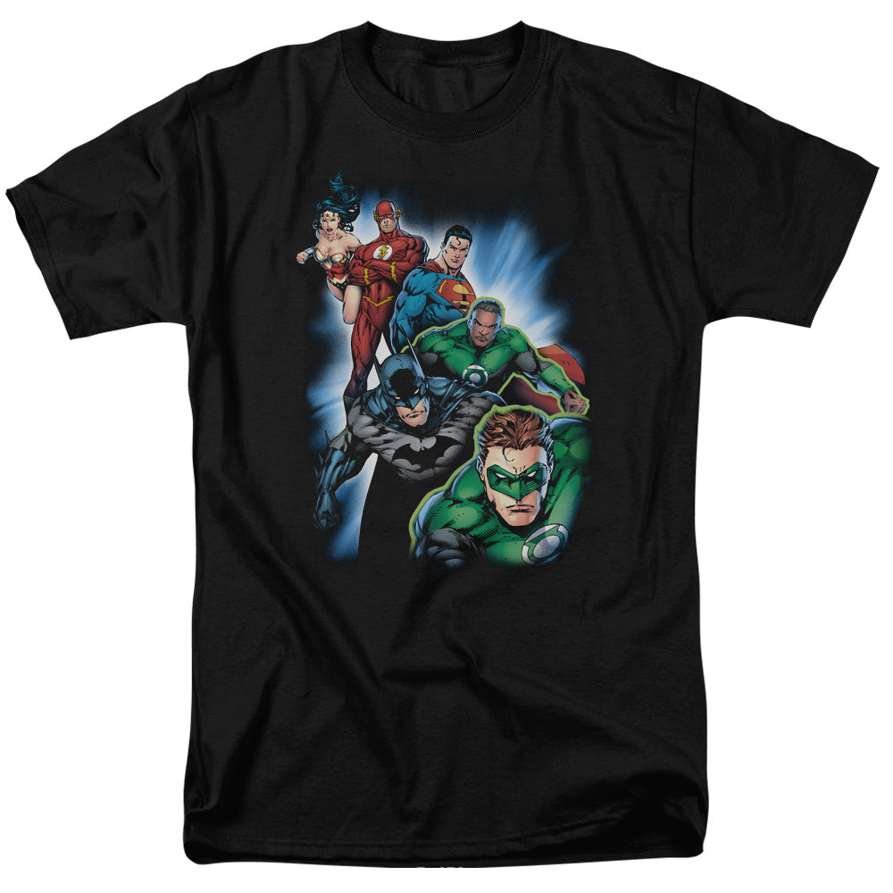 Justice League Heroes Unite Mens T Shirt Black Officially Licensed