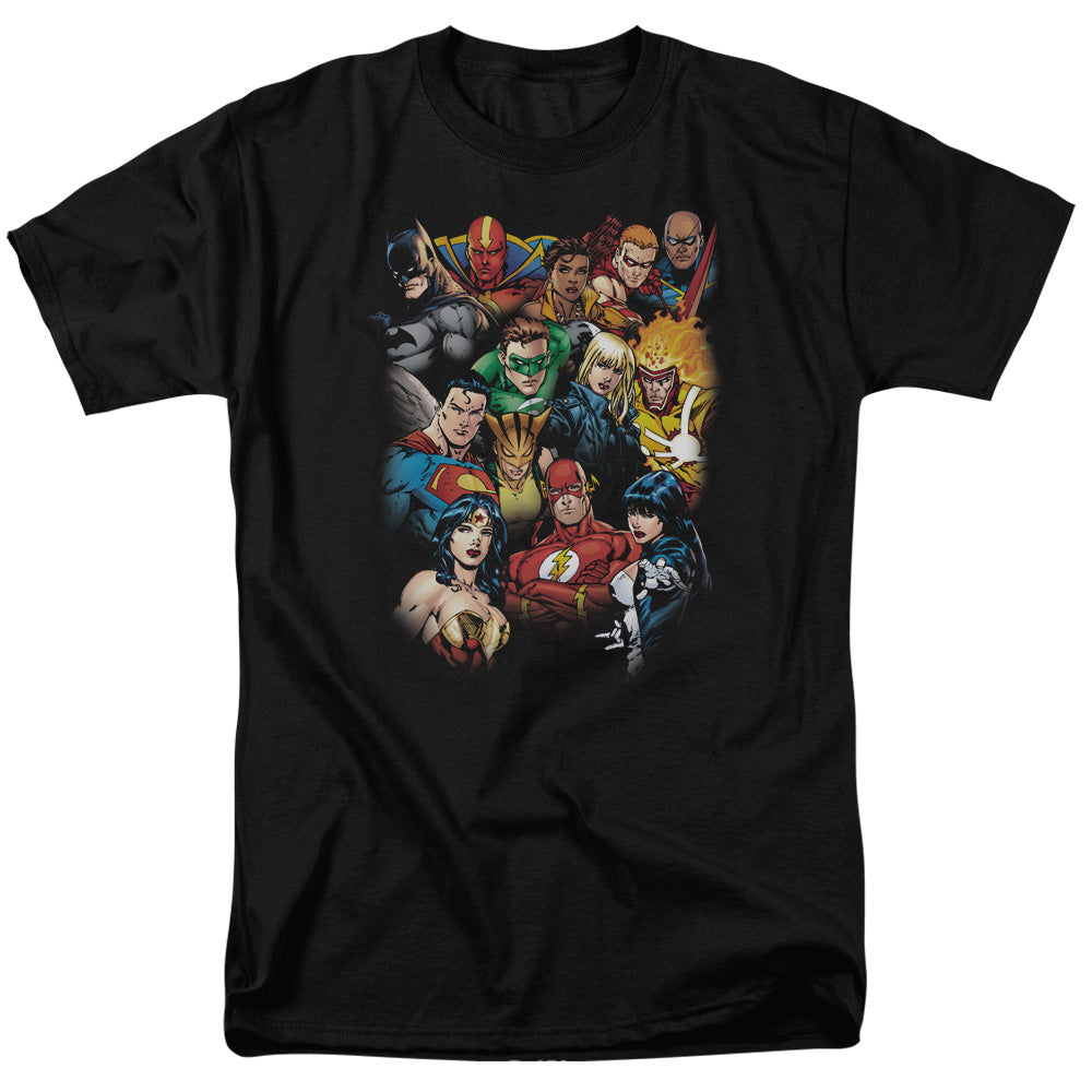 Justice League the Leagues All Here Mens T Shirt Black Officially Licensed