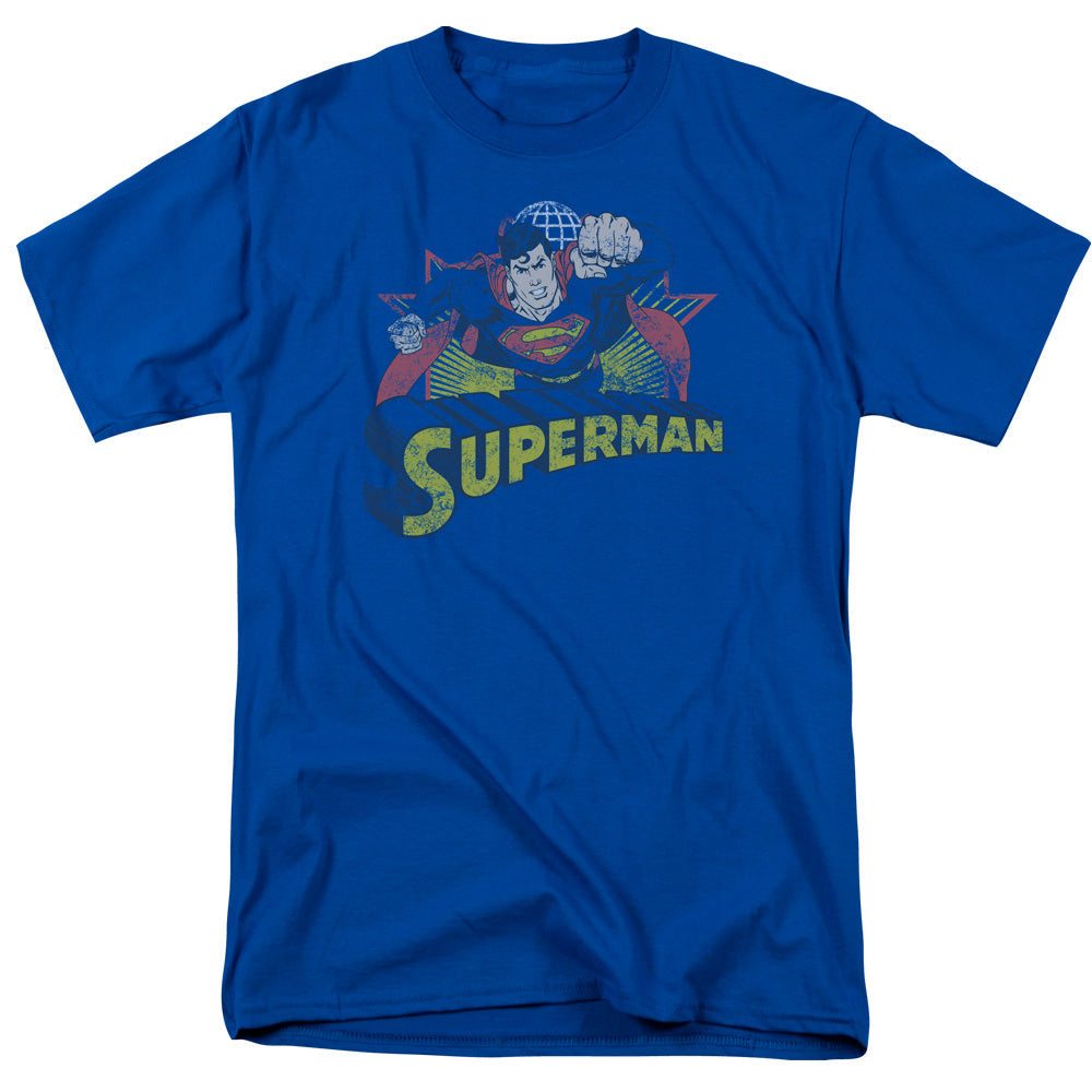 Superman Rough Distress Mens T Shirt Royal Blue Officially Licensed