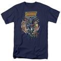 Justice League Star Group Mens T Shirt Navy Blue Officially Licensed