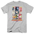 Justice League Hero Triptych Mens T Shirt Silver Officially Licensed