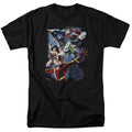 Justice League Galactic Attack Color Mens T Shirt Black Officially Licensed