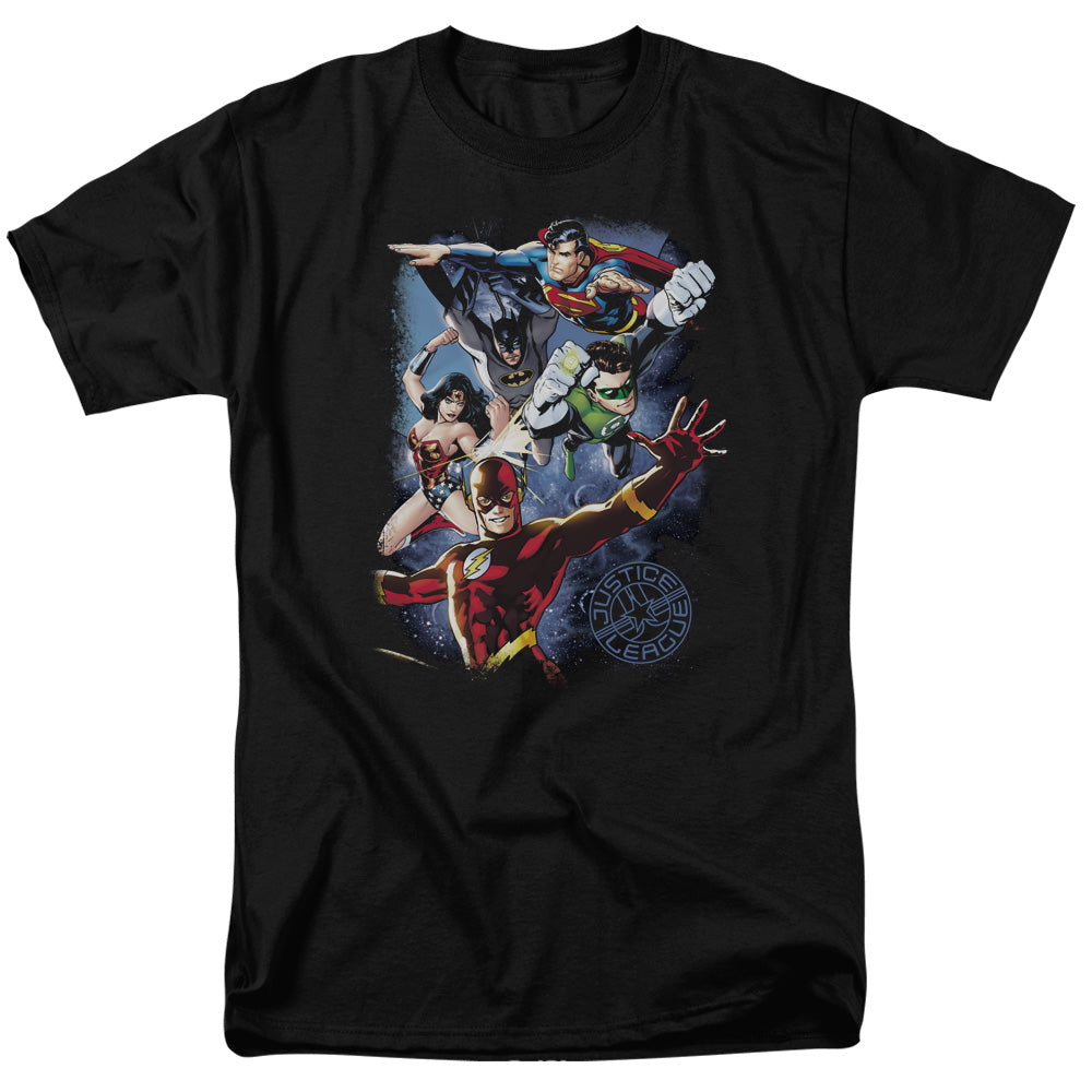 Justice League Galactic Attack Color Mens T Shirt Black Officially Licensed