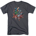 Justice League Starburst Mens T Shirt Charcoal Officially Licensed