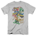 Justice League Justice Collage Mens T Shirt Silver Officially Licensed
