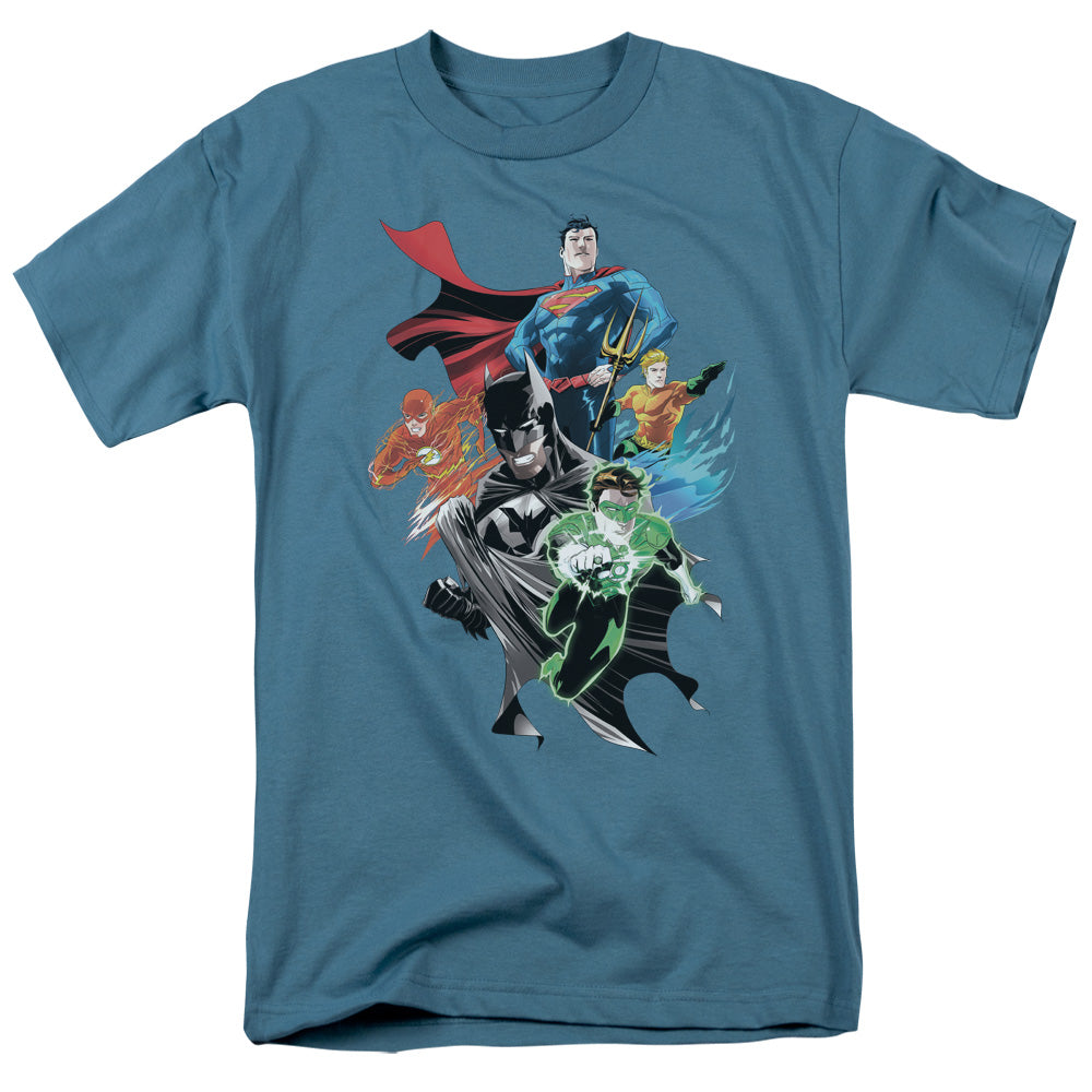 Justice League Group Shot Mens T Shirt Slate Officially Licensed