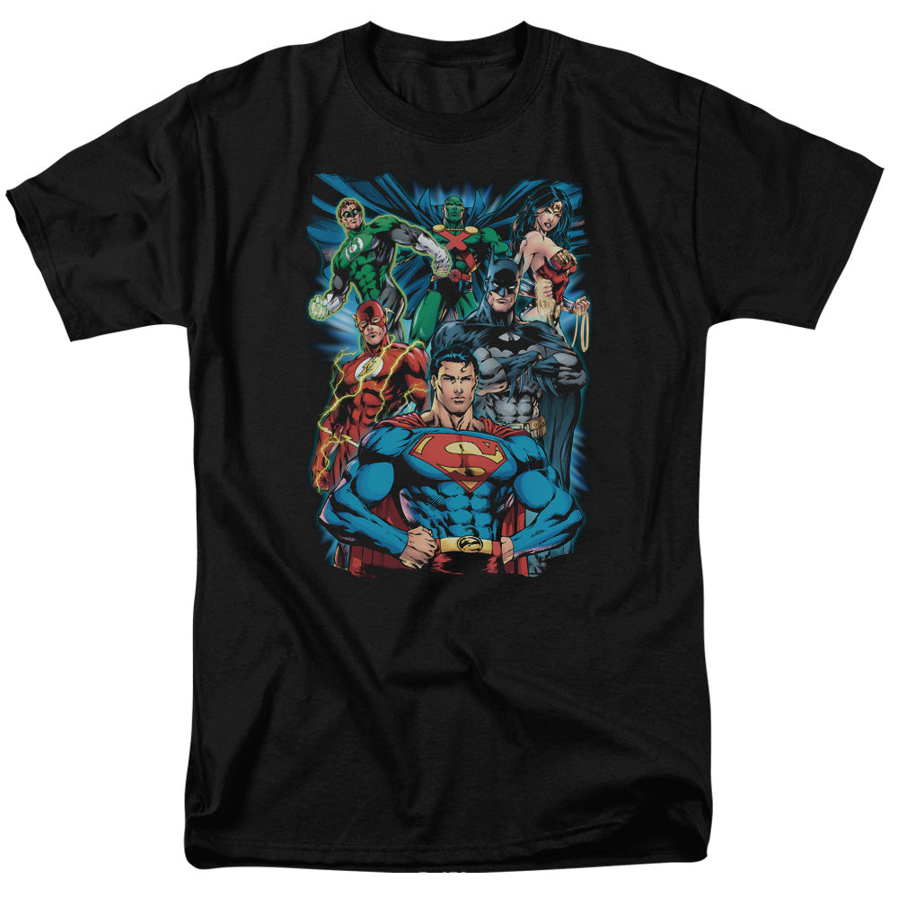 Justice League Justice is Served Mens T Shirt Black Officially Licensed