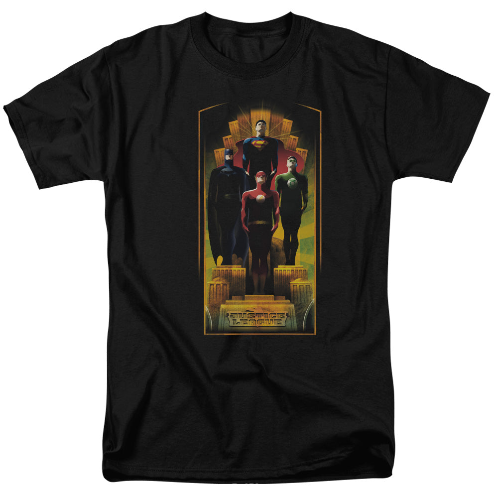 Justice League Deco Mens T Shirt Black Officially Licensed
