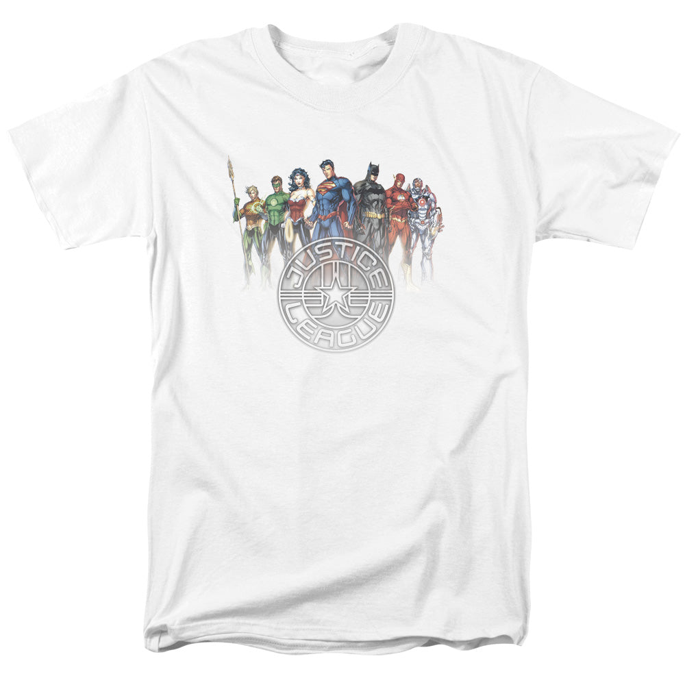 Justice League Circle Crest Mens T Shirt White Officially Licensed