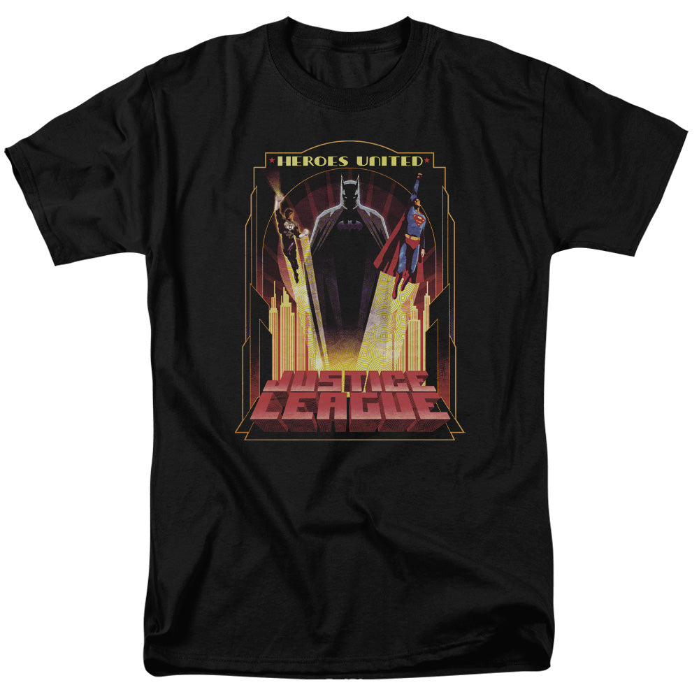 Justice League Heroes United Mens T Shirt Black Officially Licensed