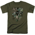 Justice League Spacing Out Mens T Shirt Military Green Officially Licensed