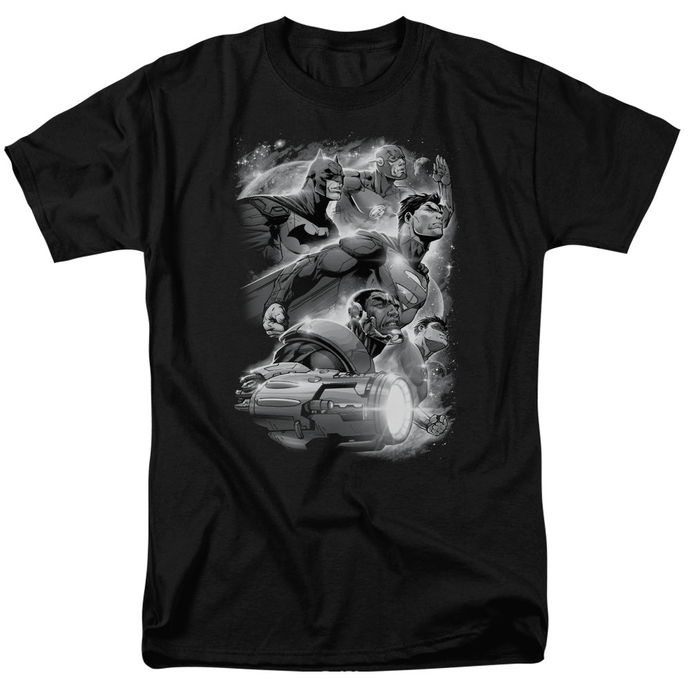 Justice League Atmospheric Mens T Shirt Black Officially Licensed