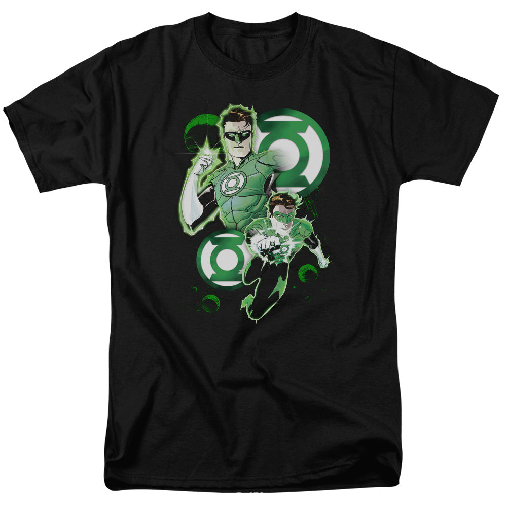 Justice League Green Lantern in Action Mens T Shirt Black Officially Licensed