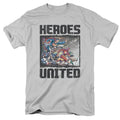 Justice League the Charge Mens T Shirt Silver Officially Licensed