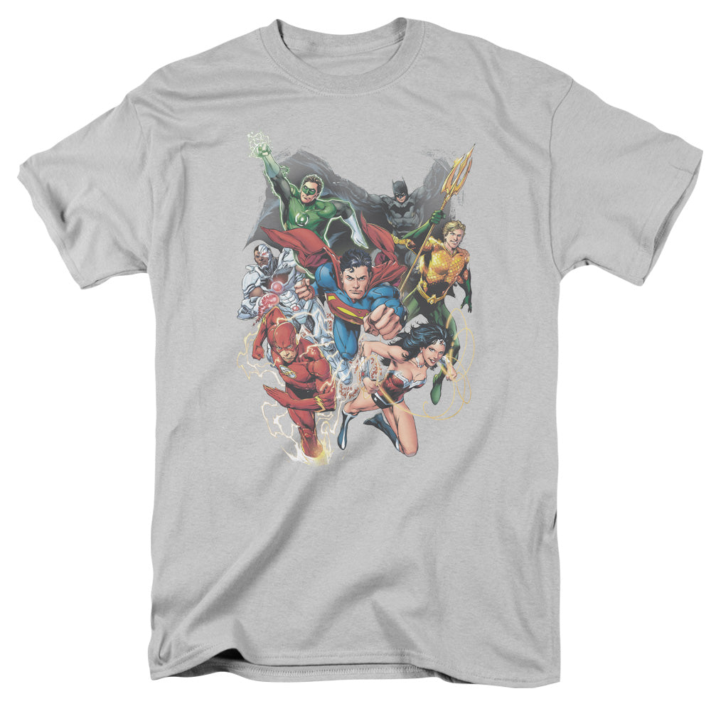 Justice League Refuse to Give Up Mens T Shirt Silver Officially Licensed