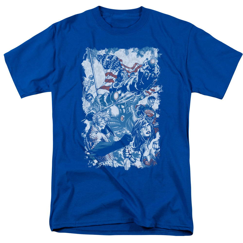 Justice League American Justice Mens T Shirt Royal Blue Officially Licensed