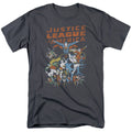 Justice League Big Group Mens T Shirt Charcoal Officially Licensed