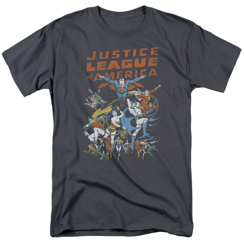 Justice League Big Group Mens T Shirt Charcoal Officially Licensed