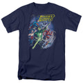 Justice League Onward Mens T Shirt Navy Blue Officially Licensed