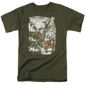 Justice League Green and Red Mens T Shirt Military Green Officially Licensed