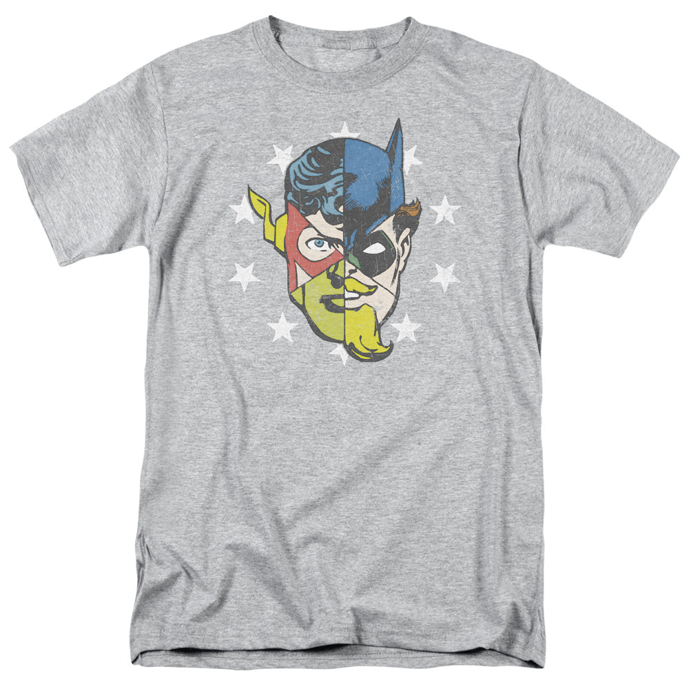Justice League Face Off Mens T Shirt Athletic Heather Officially Licensed