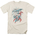 Justice League Pop Group Mens T Shirt Cream Officially Licensed