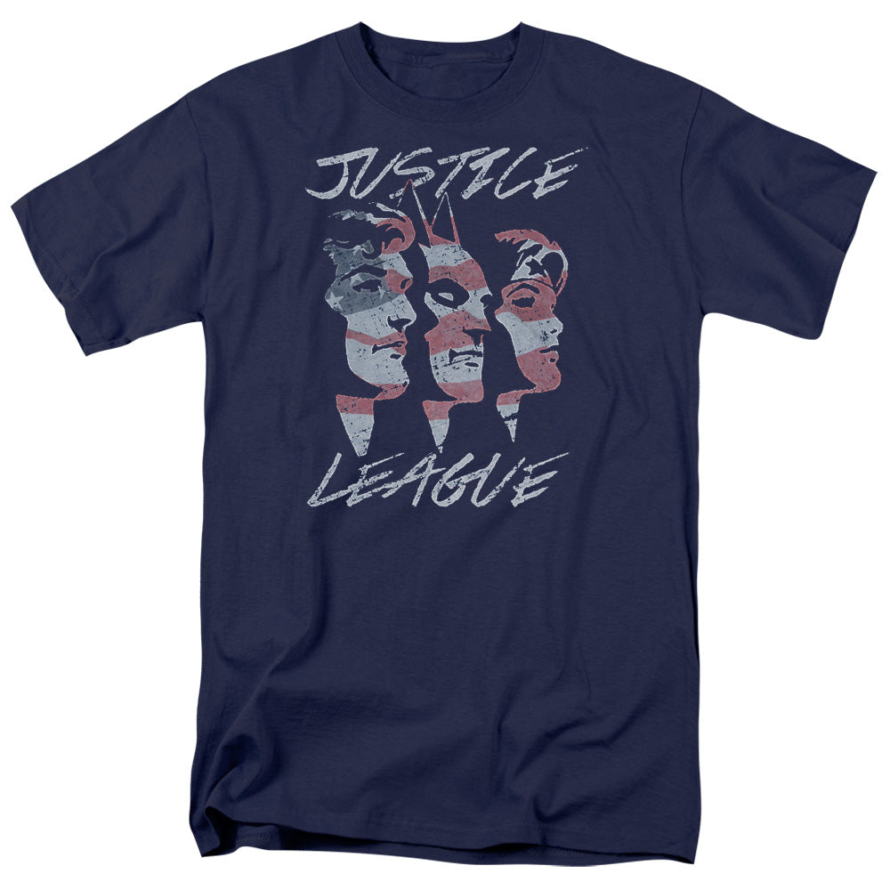 Justice League Justice for America Mens T Shirt Navy Blue Officially Licensed