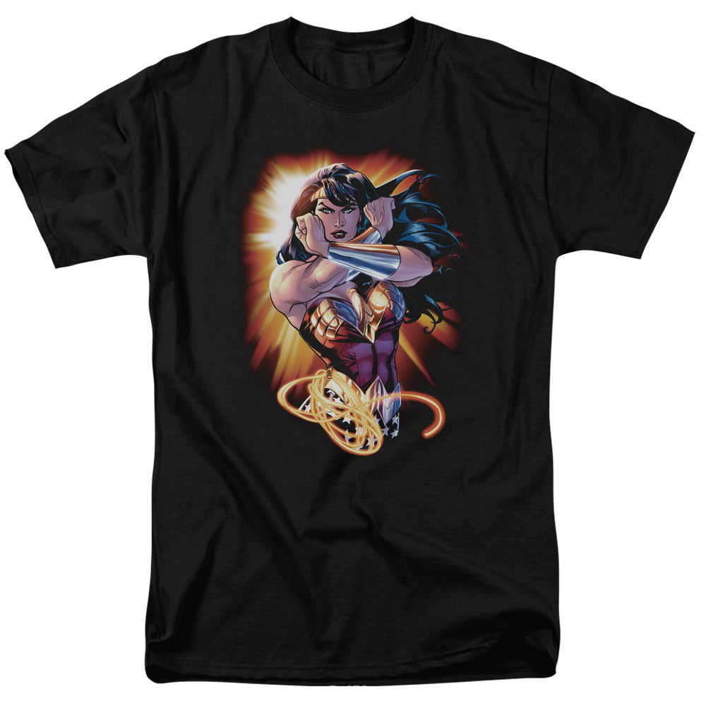 Justice League Wonder Rays Mens T Shirt Black Officially Licensed
