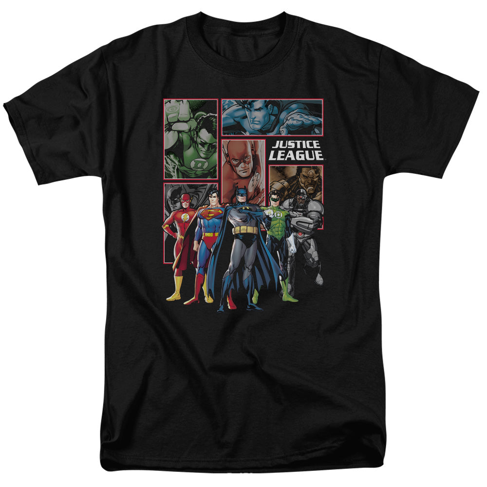 Justice League New Justice League Panels Mens T Shirt Black Officially Licensed