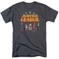 Justice League Standing Below Mens T Shirt Charcoal Officially Licensed