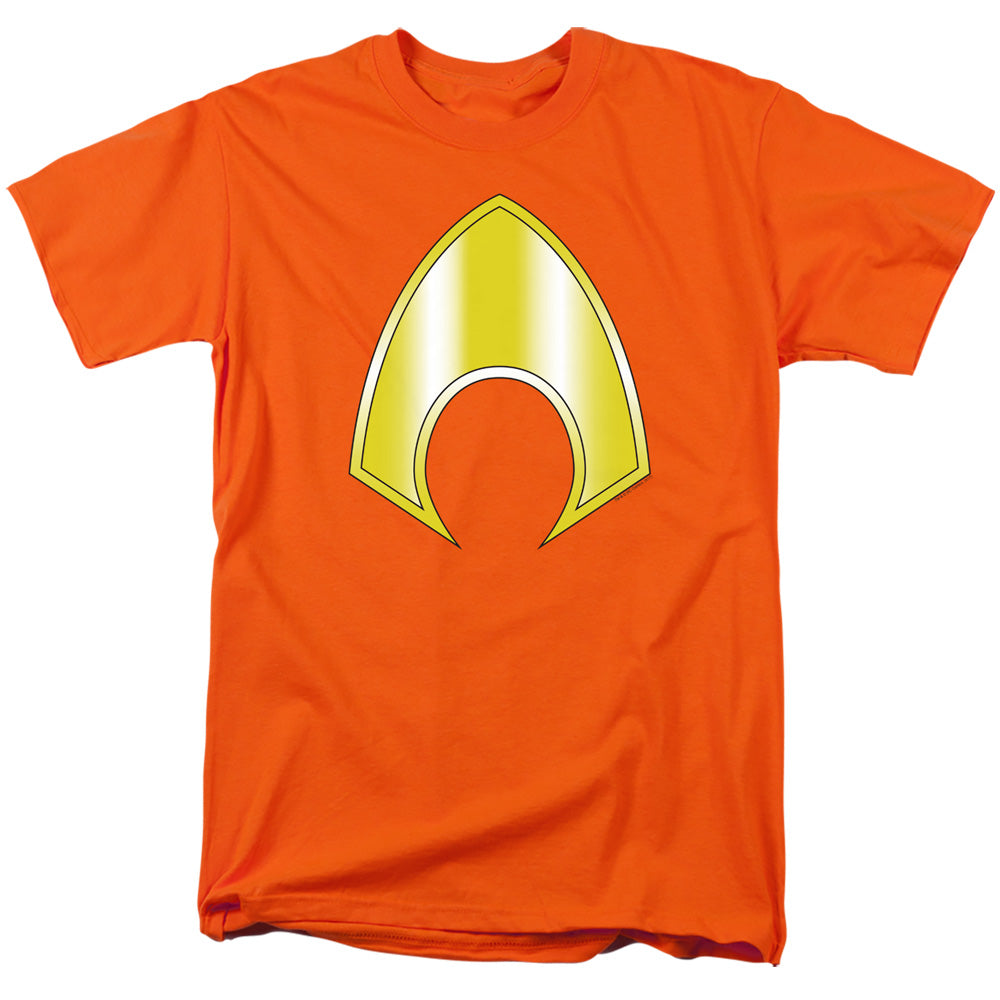Justice League Aquaman Logo Mens T Shirt Orange Officially Licensed