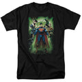Justice League Power Burst Mens T Shirt Black Officially Licensed