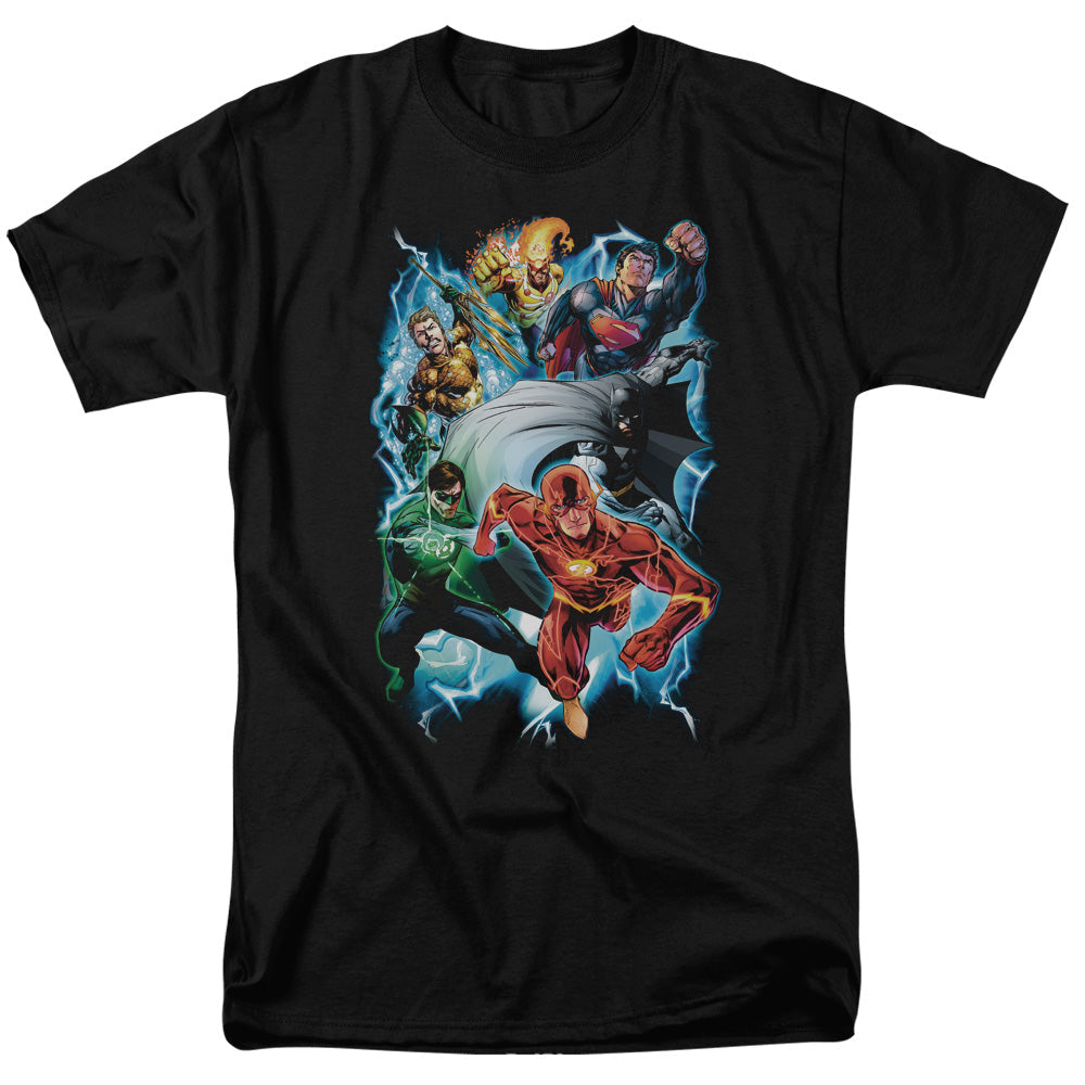 Justice League Electric Team Mens T Shirt Black Officially Licensed