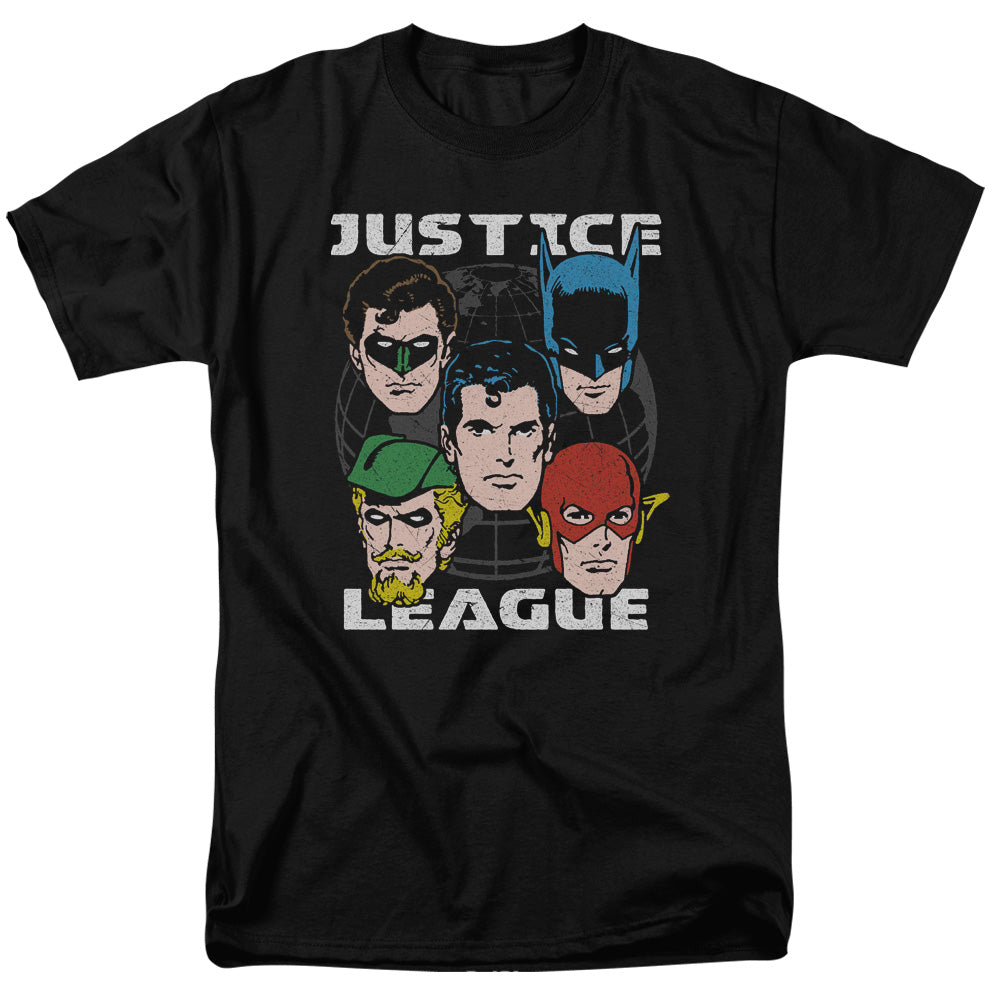 Justice League Head of States Mens T Shirt Black Officially Licensed