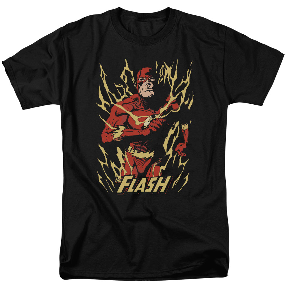 Justice League Flash Flare Mens T Shirt Black Officially Licensed