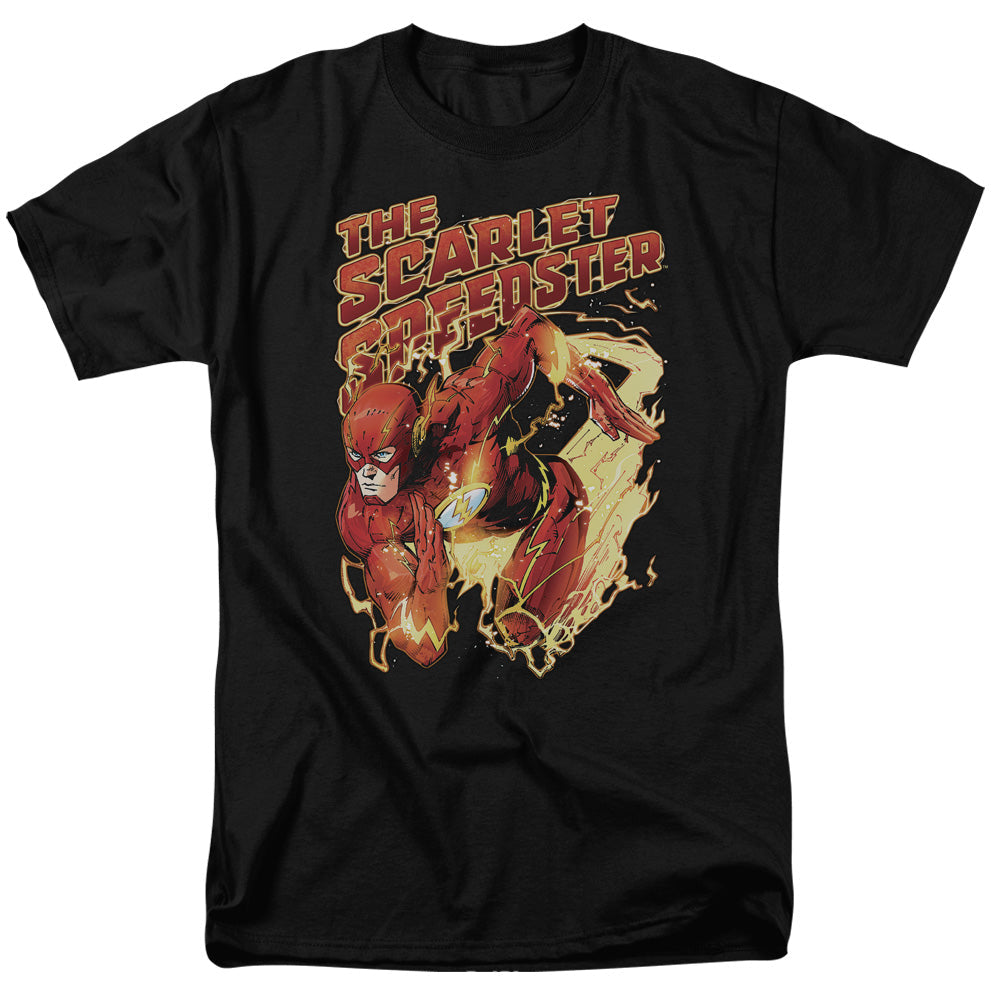 Justice League Scarlet Speedster Mens T Shirt Black Officially Licensed