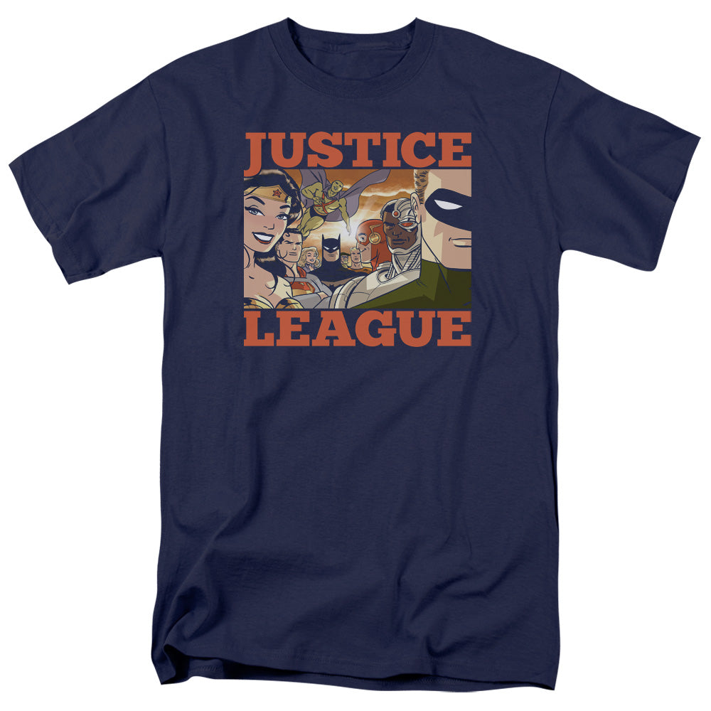 Justice League New Dawn Group Mens T Shirt Navy Blue Officially Licensed