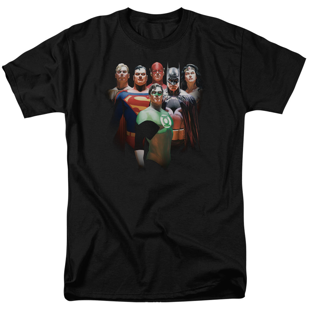 Justice League Roll Call Mens T Shirt Black Officially Licensed