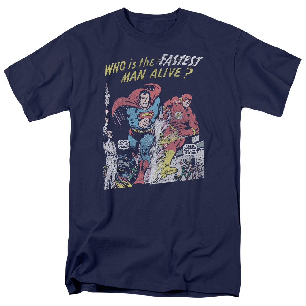 Justice League Fastest Man Mens T Shirt Navy Blue Officially Licensed