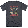 Justice League United Stars Mens T Shirt Charcoal Officially Licensed