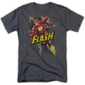 Justice League Bolt Run Mens T Shirt Charcoal Officially Licensed