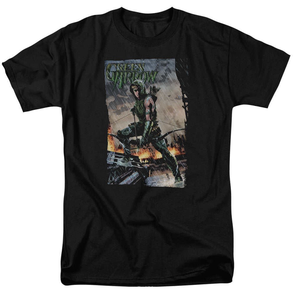 Justice League Fire and Rain Mens T Shirt Black Officially Licensed