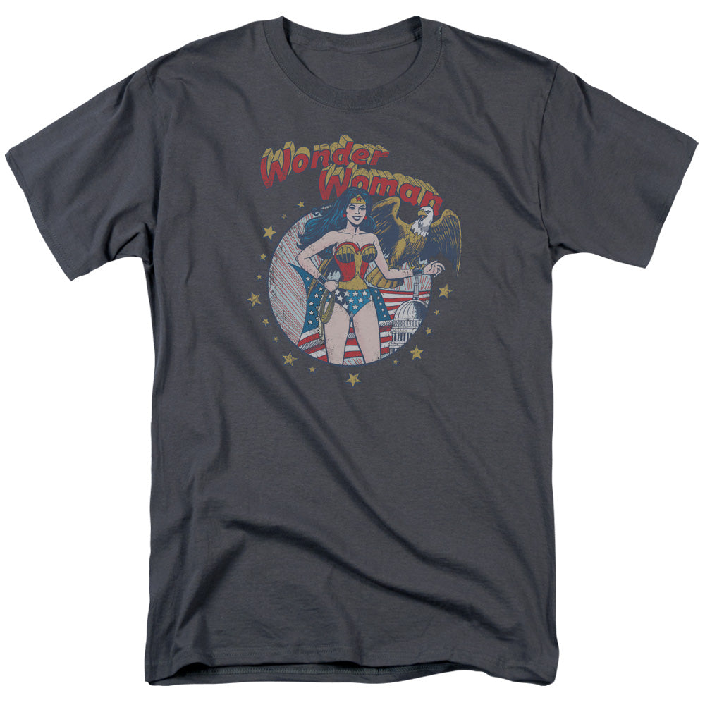 Justice League at Your Service Mens T Shirt Charcoal Officially Licensed