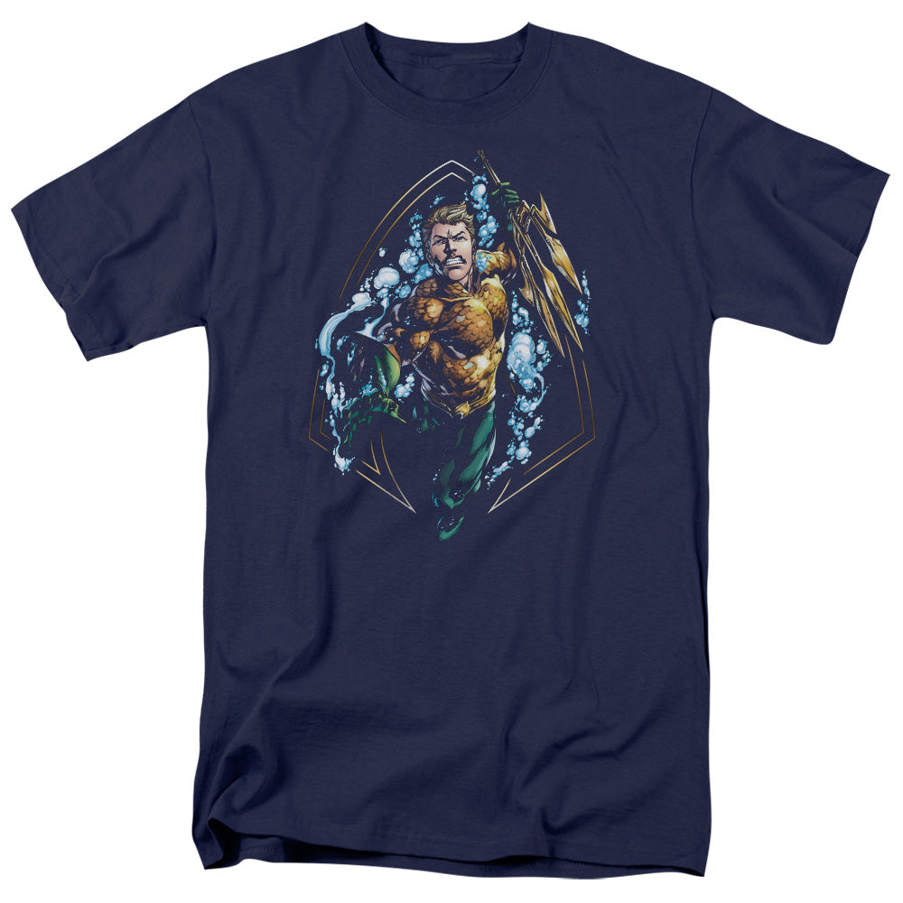 Justice League Thrashing Mens T Shirt Navy Blue Officially Licensed