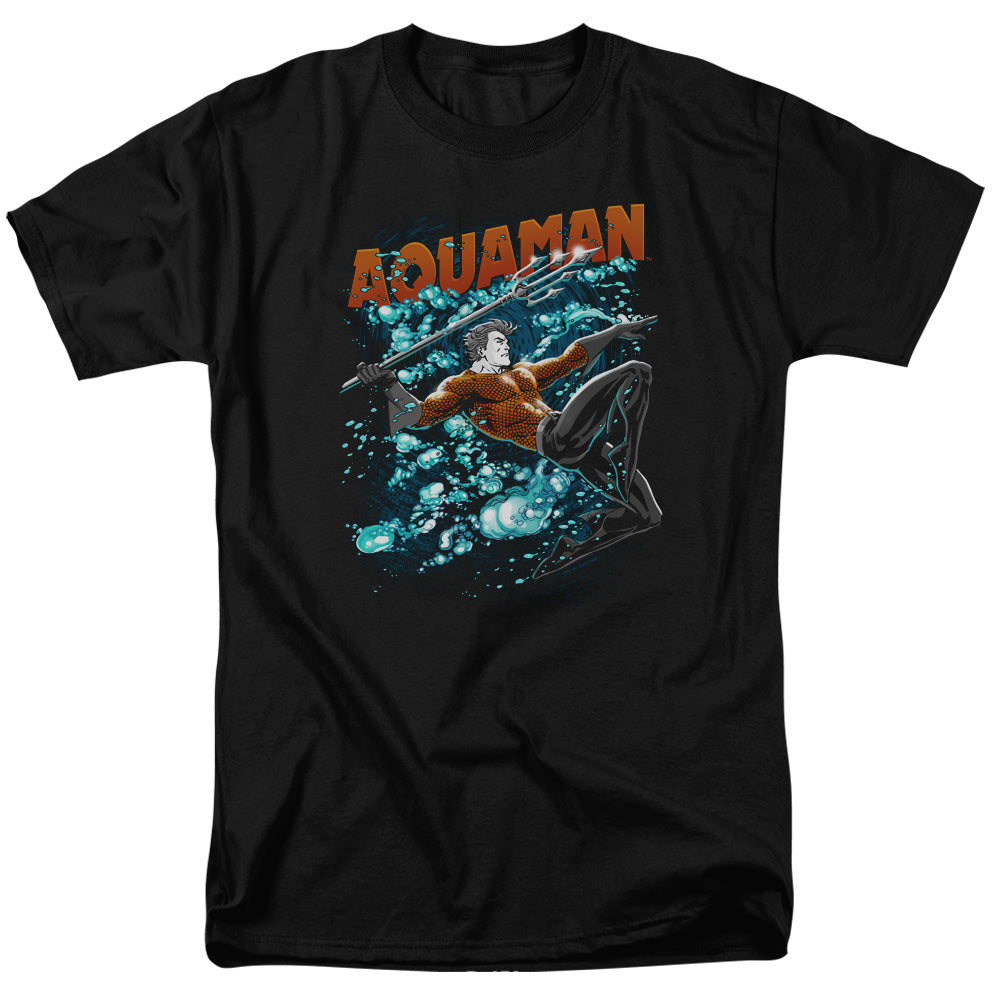 Justice League Aqua Bubbles Mens T Shirt Black Officially Licensed