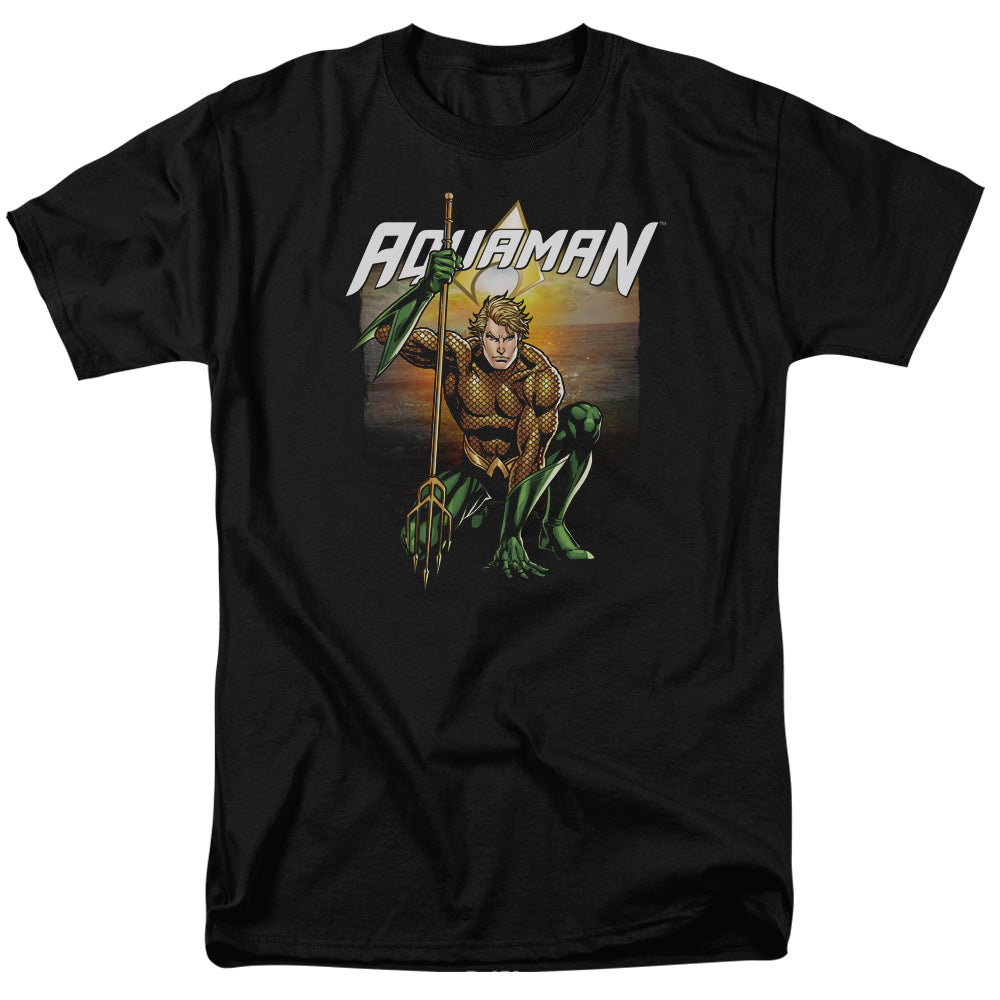 Justice League Beach Sunset Mens T Shirt Black Officially Licensed