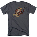 Justice League Harley Bomber Mens T Shirt Charcoal Officially Licensed