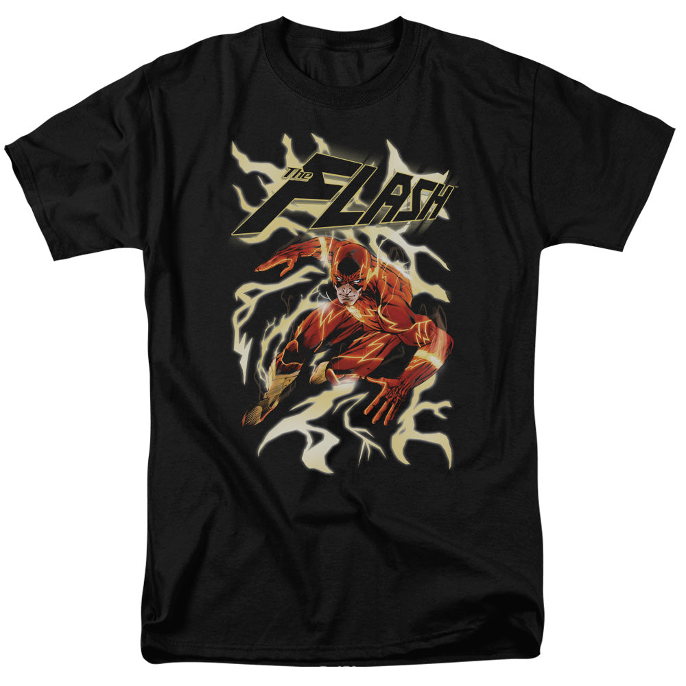 Justice League Electric Run Mens T Shirt Black Officially Licensed