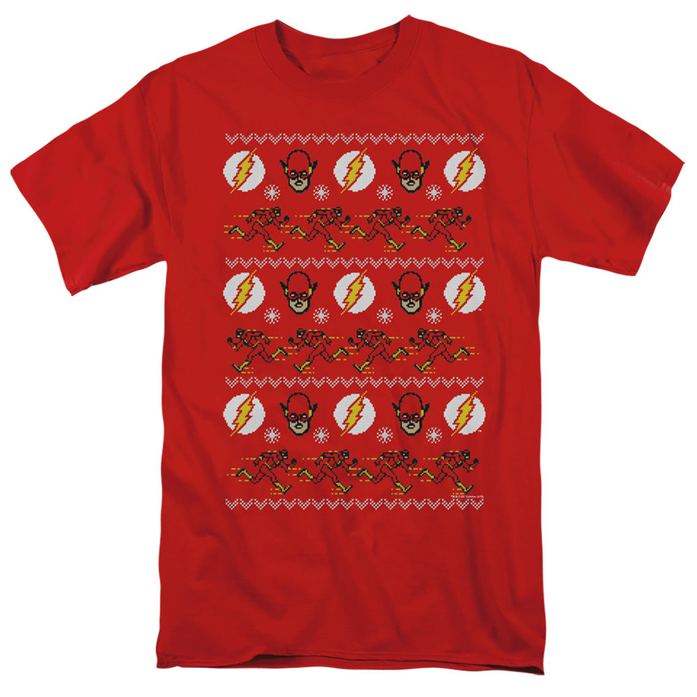 The Flash the Flash Ugly Christmas Sweater Mens T Shirt Red Officially Licensed